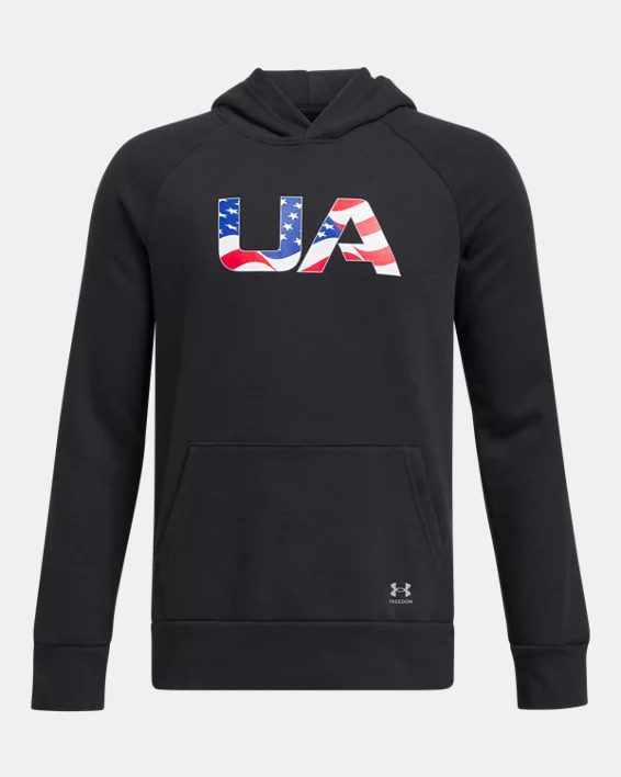 UA Rival Fleece Freedom Wordmark Boys Hoodie - Image 3
