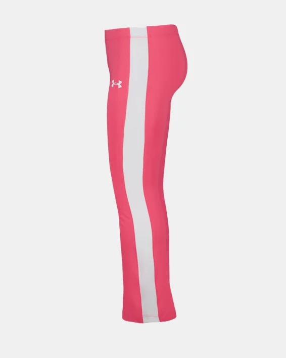 UA Glitter Logo & Side-Stripe Little Girls Short Sleeve & Yoga Pants Set - Image 4