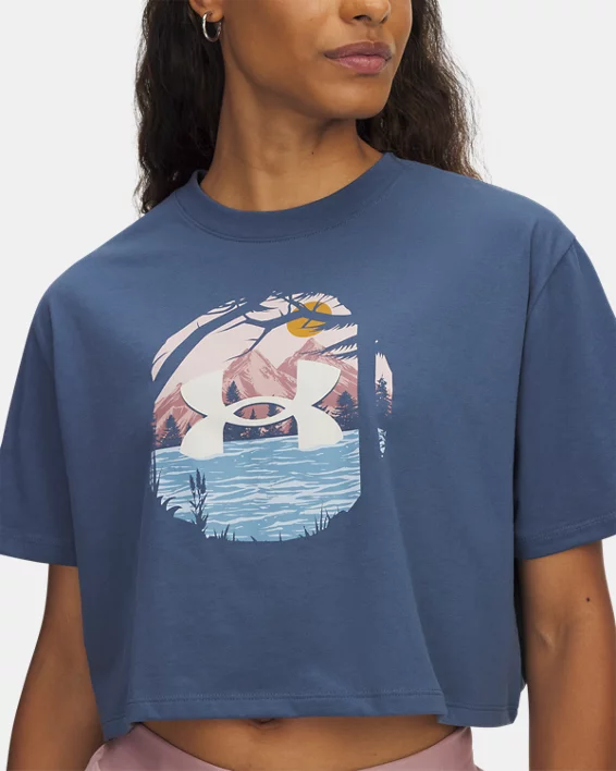 UA Outdoor Graphic Womens Crop Short Sleeve - Image 3