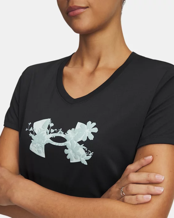 UA Tech Graphic Womens V-Neck Short Sleeve - Image 3